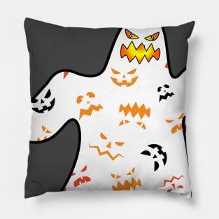 The Ghost wearing a Pumpkin Faces T-Shirt Pillow