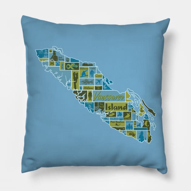 Vancouver Island: Graphical Map Pillow by Malcontent