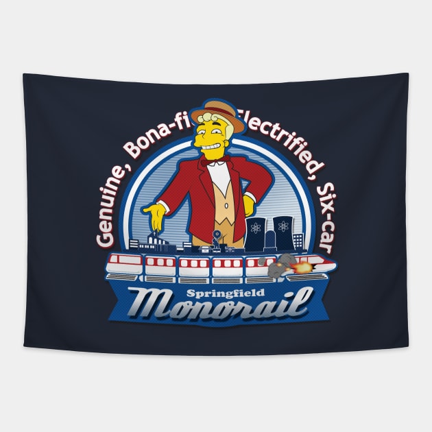 Genuine,bona-fied,electrified, six-car Monorail! Tapestry by RandomTask