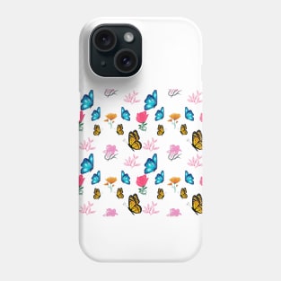 Butterflies and blooming flowers Phone Case