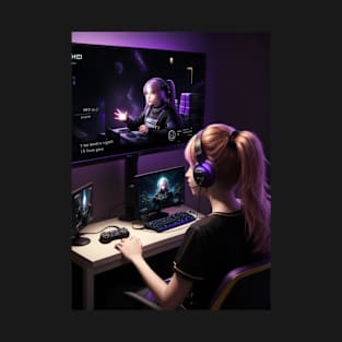 Gamer Girl Gaming Setup T-Shirt