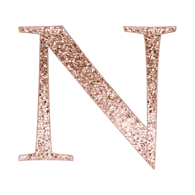 N rose gold glitter monogram letter by RoseAesthetic