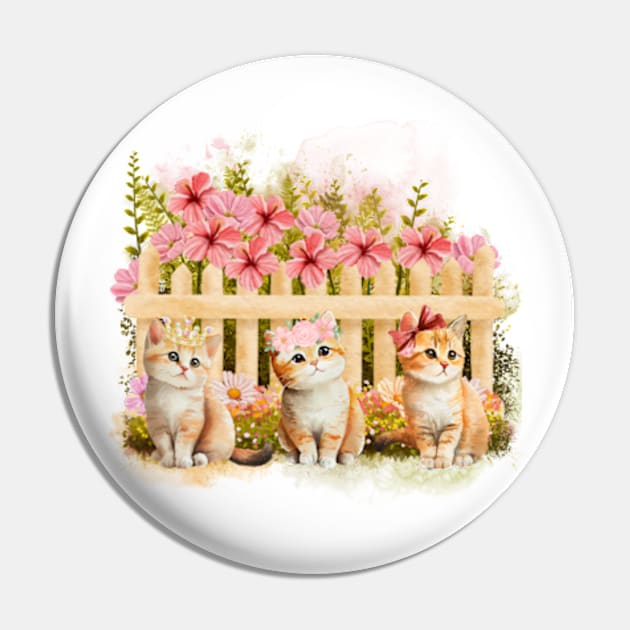 Watercolor Floral Fairytale Kittens Pin by HoldenFamilyDesigns