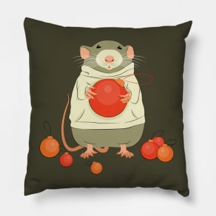 Mouse with a Christmas ball II Pillow