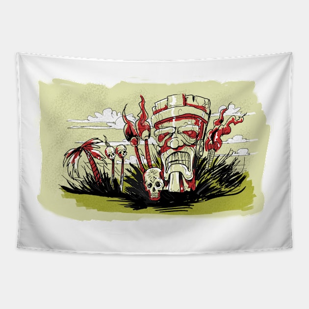 Olcano volcano opaque tiki postcard Tapestry by silentrob668