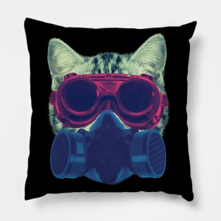 Cyberpunk Cat With Glasses Pillow