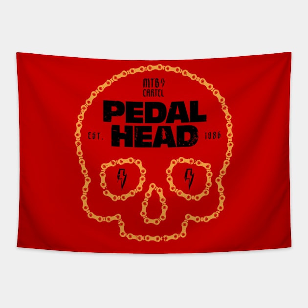 Skull Chain PedalHead Mountain Biking Graphic - Rust Tapestry by pedalhead