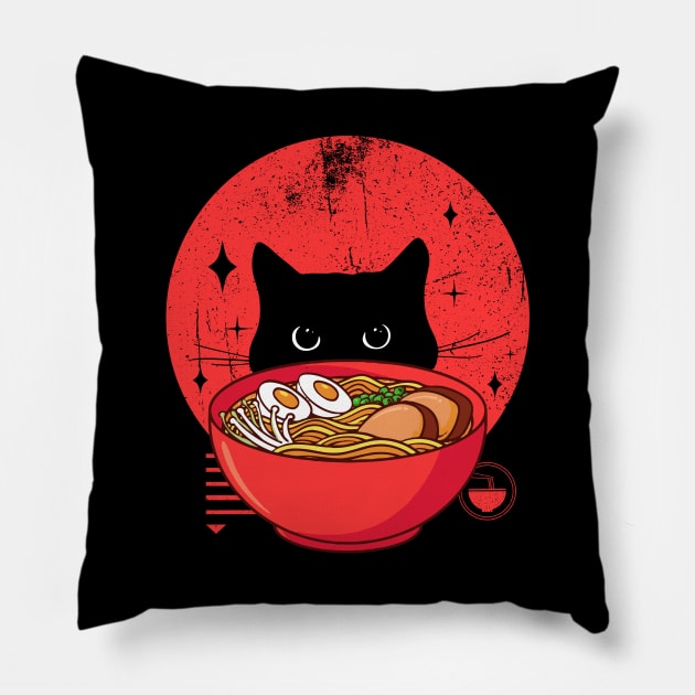 cat ramen Pillow by Youssef El aroui