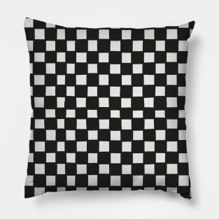 Mini Hand-Drawn Checkerboard Pattern (Black and White) Pillow