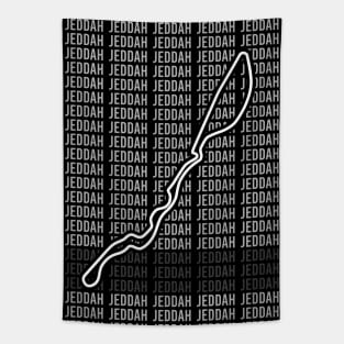 Jeddah - F1 Circuit - Black and White Tapestry