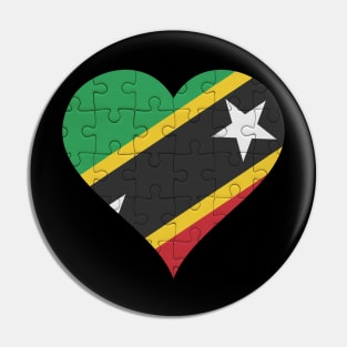 Kittian Jigsaw Puzzle Heart Design - Gift for Kittian With Saint Kitts and Nevis Roots Pin