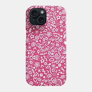 Doodles White on Raspberry Phone Case