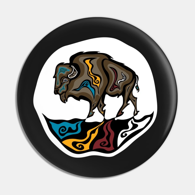 Four Directions Buffalo WAWEZHI Canada Indigenous Art Pin by WAWEZHI