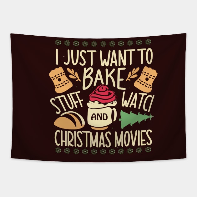 I Just Want To Bake Stuff And Watch Christmas Movies Tapestry by A Floral Letter Capital letter A | Monogram, Sticker