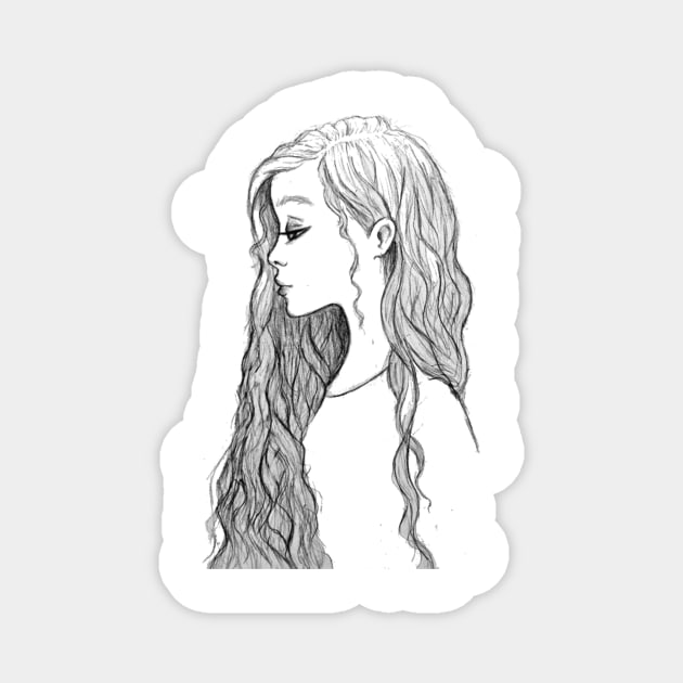 long hair cartoon girl Magnet by OddityArts