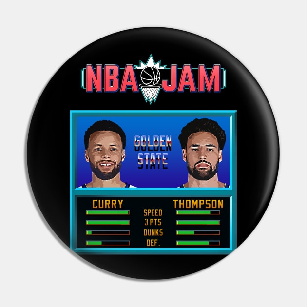 NBA JAM - Warriors Basketball Pin by Buff Geeks Art