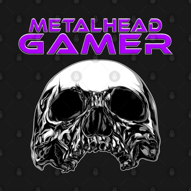 Metalhead Gamer Front Skull Purple by Shawnsonart