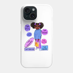 Positive affirmations motivational inspirational quotes sayings words black girl anime African American melanin queen affirmation Phone Case