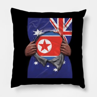 North Korea Flag Australian Flag Ripped - Gift for North Korean From North Korea Pillow