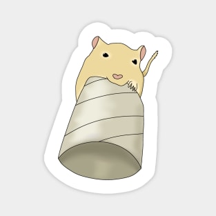 Cute golden gerbil eating toilet roll Magnet