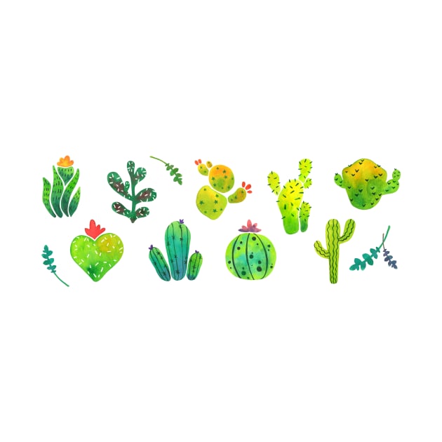 Watercolor Cacti (Cactus Pattern) by magsterarts