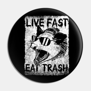 Live Fast Eat Trash Opossum Pin