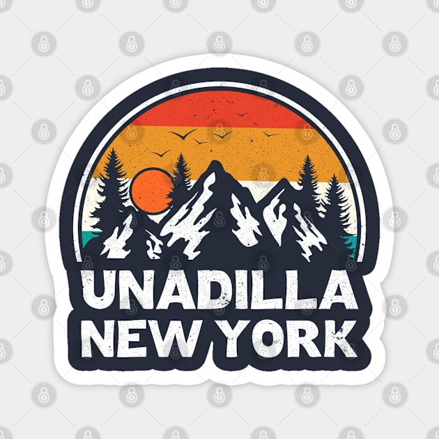 Vintage Unadilla New York NY Mountains Hiking Hike Souvenir Magnet by kalponik