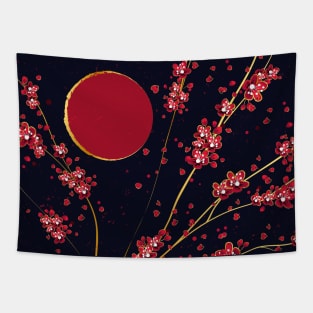 Cherry Blossoms Kintsugi Abstract Tapestry