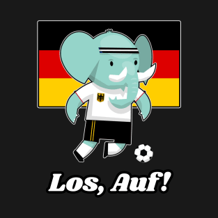 ⚽ German Flag, Cute Elephant, "Los, Auf!" Germany Football T-Shirt