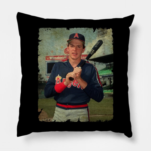 Wally Joyner - Los Angeles Angels, 1986 Pillow by SOEKAMPTI