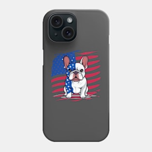 A cartoon French bulldog with American flag Phone Case