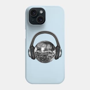 Silver Disco Ball with Headphones Phone Case