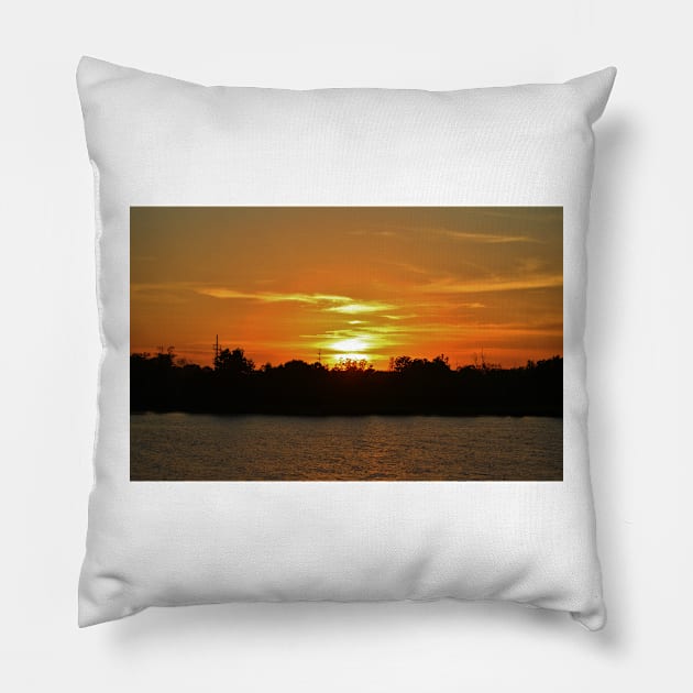 Riverfront Sunset Pillow by Cynthia48