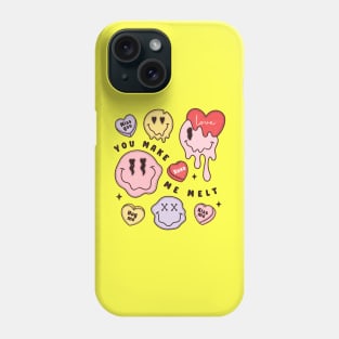 You Make Me Melt XOXO Miss You Hug Me Kiss Me Emoji Face Melting Face Phone Case