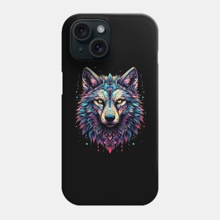 A Blue, Teal, Pink, Yellow And Purple Wolf Phone Case