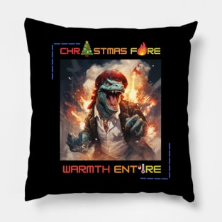 Godzilla Christmas fire warmth entire Pillow