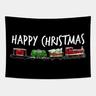 Christmas 2021 Train Diesel Locomotive and Festive Wagons Tapestry