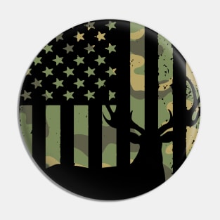 Camo Deer Hunting Flag Pin