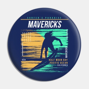 Retro Surfing Mavericks Beach Half Moon Bay California // Vintage Surfer Beach // Surfer's Paradise Pin