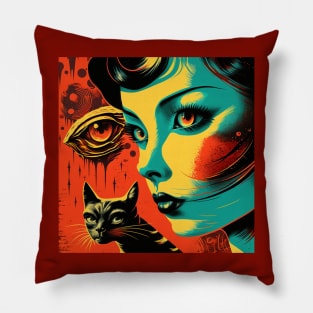 Retro Scifi Movie Cat Pillow