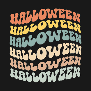 Groovy Halloween text, colorful retro T-Shirt