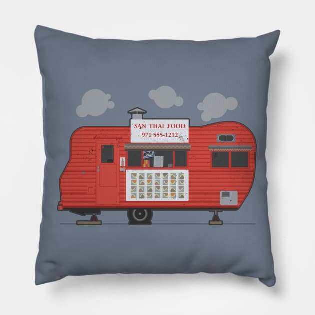 Portland Thai Trailer Pillow by DanielLiamGill