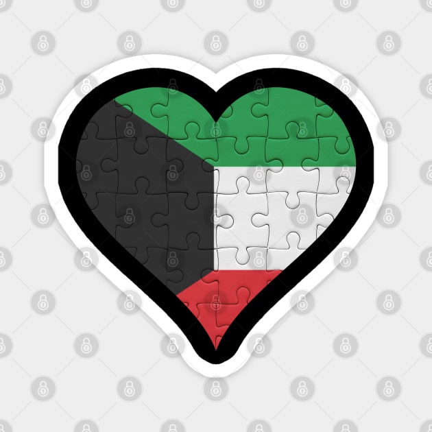 Kuwaiti Jigsaw Puzzle Heart Design - Gift for Kuwaiti With Kuwait Roots Magnet by Country Flags