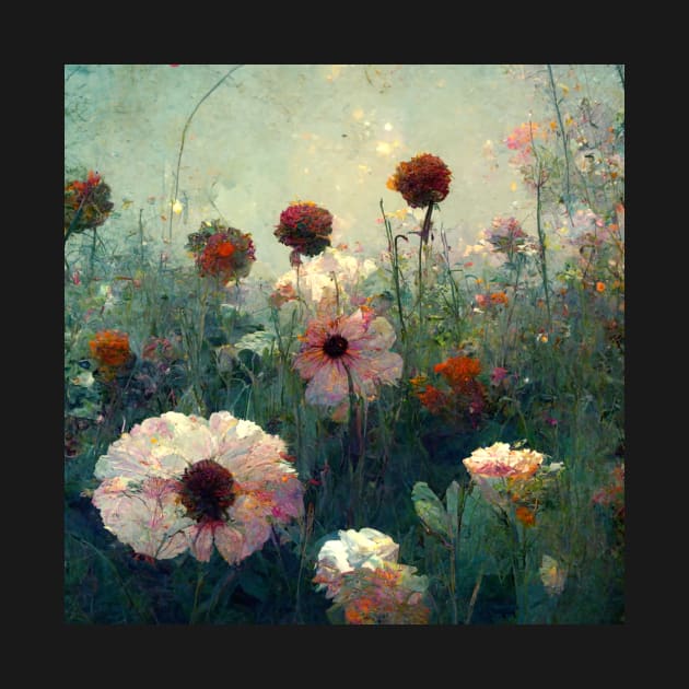 Pastel colored wildflowers growing in a garden by Liana Campbell