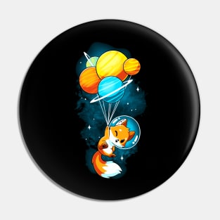 Cute Cool Funny Fox with Balloons in Space animal lover quote artwork Pin