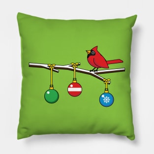 Red Cardinal on Christmas Bare Branch Pillow