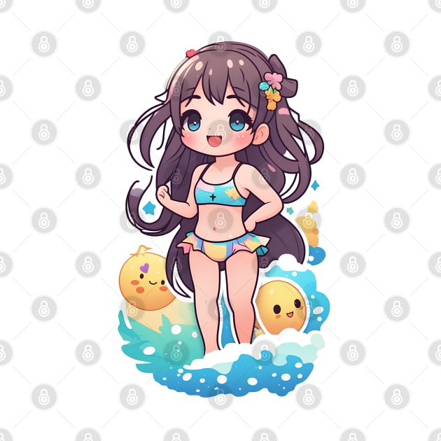 Cute anime girl in bikini by InkPulse