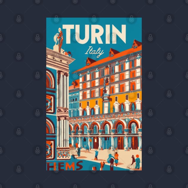 A Vintage Travel Art of Turin - Italy by goodoldvintage