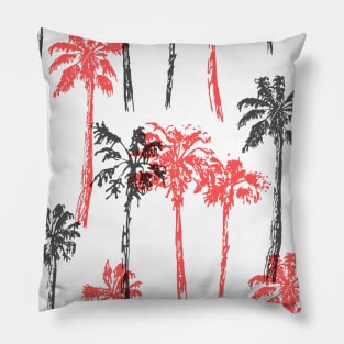 red black palm trees design Pillow