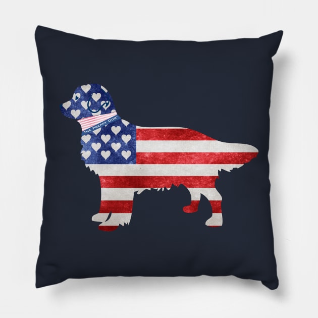 Patriotic Preppy Retriever Dog Pillow by emrdesigns